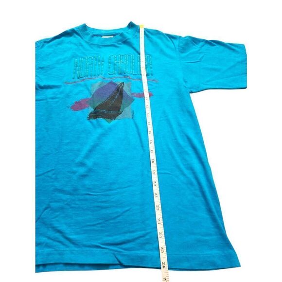 90's Single stitch vintage North Carolina Raised print T-Shirt men's Large USA - Picture 6 of 10